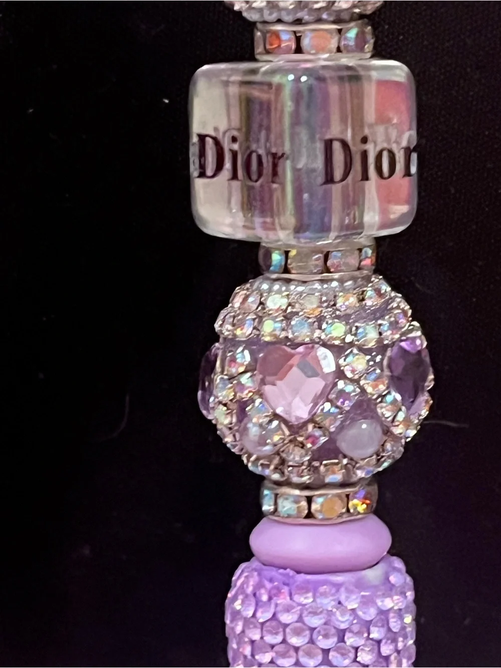 Designer inspired Lavender Heart silicone focal fancy beaded pen